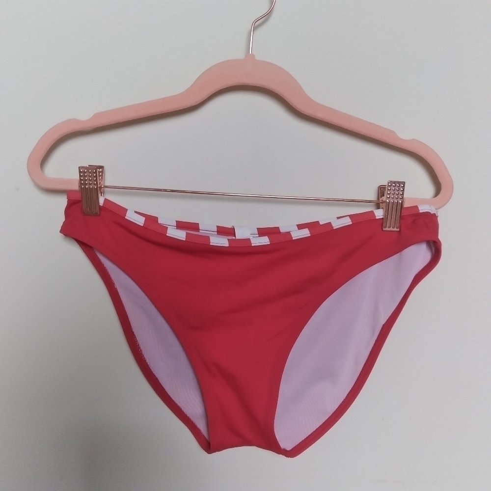 Hula Honey Red Mid Rise Bikini Bottoms Size Large